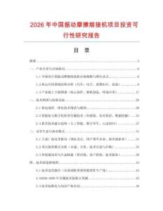 2026年中國(guó)振動(dòng)摩擦熔接機(jī)項(xiàng)目投資可行性研究報(bào)告