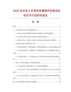 2026及未來5年常用單槽超聲波清洗機項目可行性研究報告