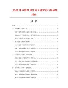 2026年中國(guó)甘旭升項(xiàng)目投資可行性研究報(bào)告