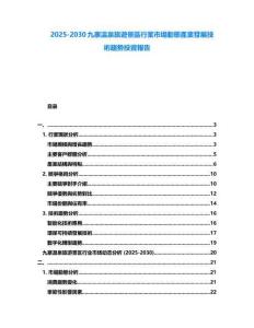 2025-2030九寨溫泉旅遊景區(qū)行業(yè)市場動態(tài)產(chǎn)業(yè)發(fā)展技術(shù)趨勢投資報(bào)告