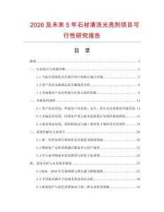 2026及未來5年石材清洗光亮劑項目可行性研究報告