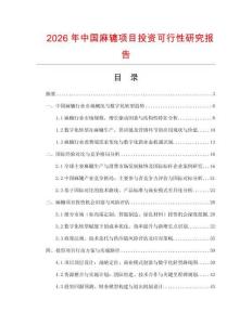 2026年中國麻轆項目投資可行性研究報告