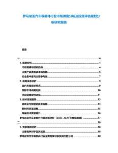 羅馬尼亞汽車零部件行業(yè)市場供需分析及投資評估規(guī)劃分析研究報告