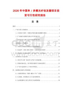 2026年中國單／多模光纖收發器項目投資可行性研究報告