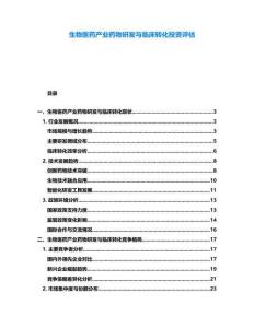 生物醫(yī)藥產(chǎn)業(yè)藥物研發(fā)與臨床轉(zhuǎn)化投資評(píng)估