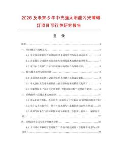 2026及未來5年中光強太陽能閃光障礙燈項目可行性研究報告