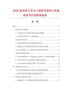 2026及未來5年大小齒輪專用淬火機(jī)床項目可行性研究報告
