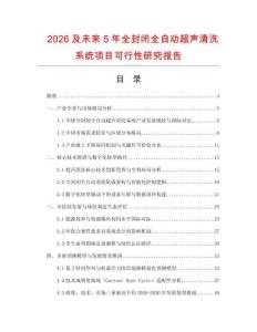 2026及未來5年全封閉全自動超聲清洗系統(tǒng)項目可行性研究報告