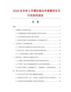 2026及未來5年模擬輸出傳感器項目可行性研究報告
