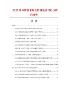 2026年中國碳素鋼坯項目投資可行性研究報告