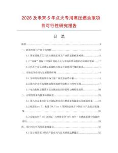 2026及未來5年點火專用高壓燃油泵項目可行性研究報告