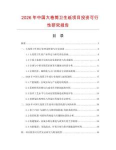 2026年中國(guó)大卷筒衛(wèi)生紙項(xiàng)目投資可行性研究報(bào)告