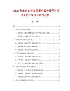 2026及未來5年變壓器有載分接開關(guān)測試儀項目可行性研究報告