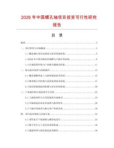 2026年中國螺孔軸項目投資可行性研究報告