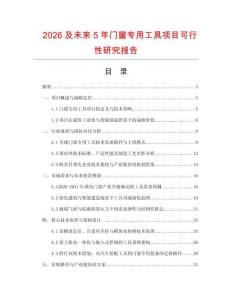 2026及未來5年門窗專用工具項目可行性研究報告