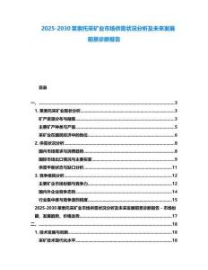 2025-2030萊索托采礦業市場供需狀況分析及未來發展前景診斷報告