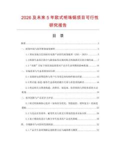 2026及未來5年歐式明珠鍋項(xiàng)目可行性研究報(bào)告