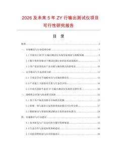 2026及未來5年ZY行輸出測(cè)試儀項(xiàng)目可行性研究報(bào)告