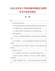 2026及未來5年繼電器單相穩壓電源項目可行性研究報告