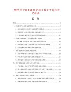 2026年中國EVA軟管項目投資可行性研究報告