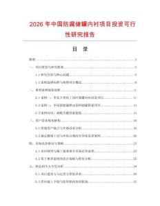 2026年中國(guó)防腐儲(chǔ)罐內(nèi)襯項(xiàng)目投資可行性研究報(bào)告