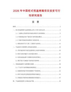 2026年中國柜式恒溫烤箱項目投資可行性研究報告