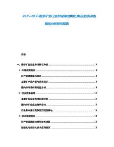 2025-2030南非礦業(yè)行業(yè)市場現(xiàn)狀供需分析及投資評估規(guī)劃分析研究報告