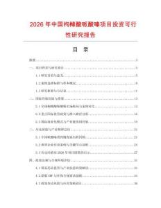 2026年中國(guó)枸櫞酸哌酸嗪項(xiàng)目投資可行性研究報(bào)告