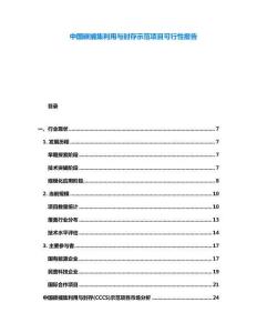 中國碳捕集利用與封存示范項目可行性報告