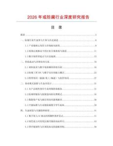 2026年或防腐行業(yè)深度研究報(bào)告