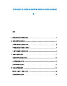管道運輸行業(yè)市場發(fā)展現(xiàn)狀和未來趨勢與投資熱點研判報告
