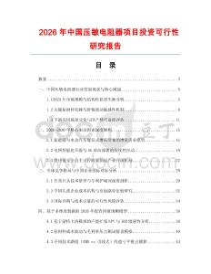 2026年中國(guó)壓敏電阻器項(xiàng)目投資可行性研究報(bào)告