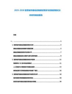 2025-2030智慧城市基礎(chǔ)設(shè)施建設(shè)現(xiàn)狀與投融資模式分析研究規(guī)劃報告