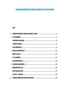 中國自動(dòng)駕駛解決方案商業(yè)化落地可行性分析報(bào)告