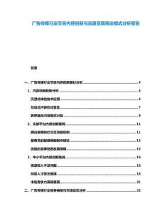 廣告?zhèn)髅叫袠I(yè)節(jié)目內(nèi)容創(chuàng)新與流量變現(xiàn)商業(yè)模式分析報(bào)告