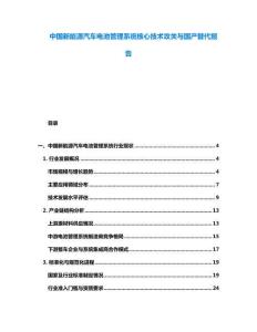 中國(guó)新能源汽車(chē)電池管理系統(tǒng)核心技術(shù)攻關(guān)與國(guó)產(chǎn)替代報(bào)告