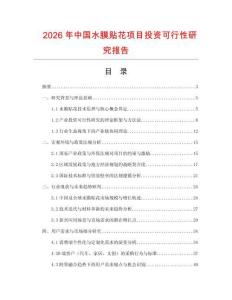 2026年中國水膜貼花項目投資可行性研究報告