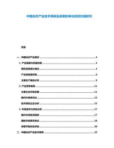 中國光伏產業技術革新及政策影響與投資價值研究