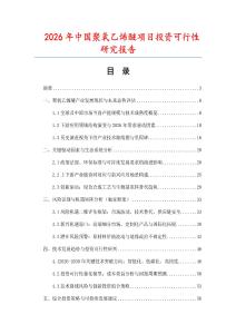 2026年中國聚氧乙烯醚項目投資可行性研究報告