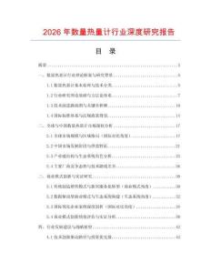 2026年數量熱量計行業深度研究報告