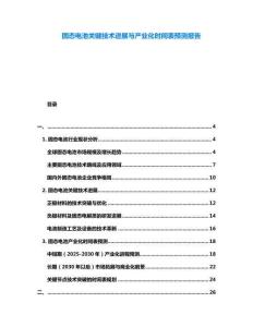 固態(tài)電池關(guān)鍵技術(shù)進(jìn)展與產(chǎn)業(yè)化時(shí)間表預(yù)測(cè)報(bào)告