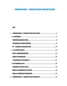 中國智能電表新一代通信技術標準升級影響評估報告