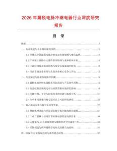 2026年漏稅電脈沖繼電器行業(yè)深度研究報(bào)告