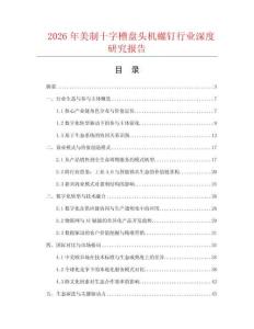 2026年美制十字槽盤頭機螺釘行業深度研究報告
