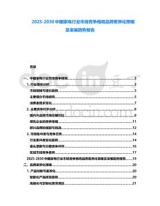 2025-2030中國家電行業(yè)市場競爭格局品牌差異化策略及發(fā)展趨勢報告