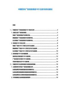 中國(guó)飲料廣告投放渠道ROI比較與優(yōu)化建議