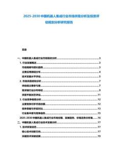 2025-2030中國(guó)機(jī)器人集成行業(yè)市場(chǎng)供需分析及投資評(píng)估規(guī)劃分析研究報(bào)告