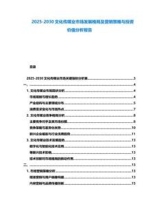 2025-2030文化傳媒業(yè)市場發(fā)展格局及營銷策略與投資價值分析報告