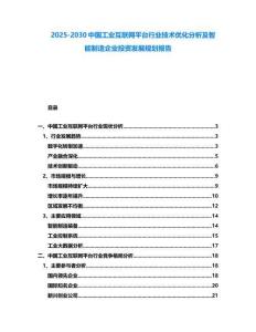 2025-2030中國工業(yè)互聯(lián)網(wǎng)平臺行業(yè)技術(shù)優(yōu)化分析及智能制造企業(yè)投資發(fā)展規(guī)劃報告