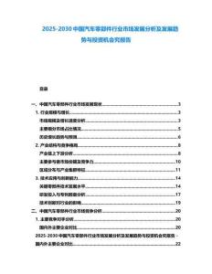 2025-2030中國(guó)汽車(chē)零部件行業(yè)市場(chǎng)發(fā)展分析及發(fā)展趨勢(shì)與投資機(jī)會(huì)究報(bào)告